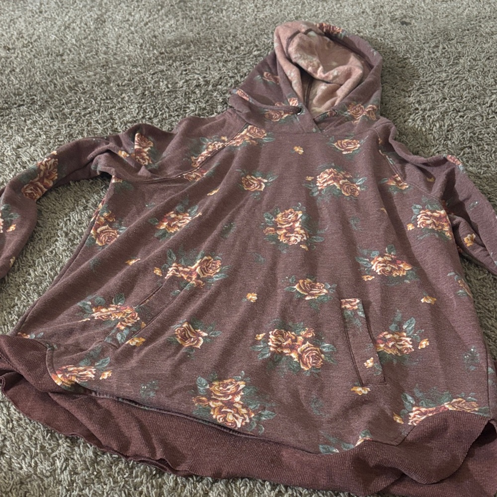 Floral Hoodie with Pockets